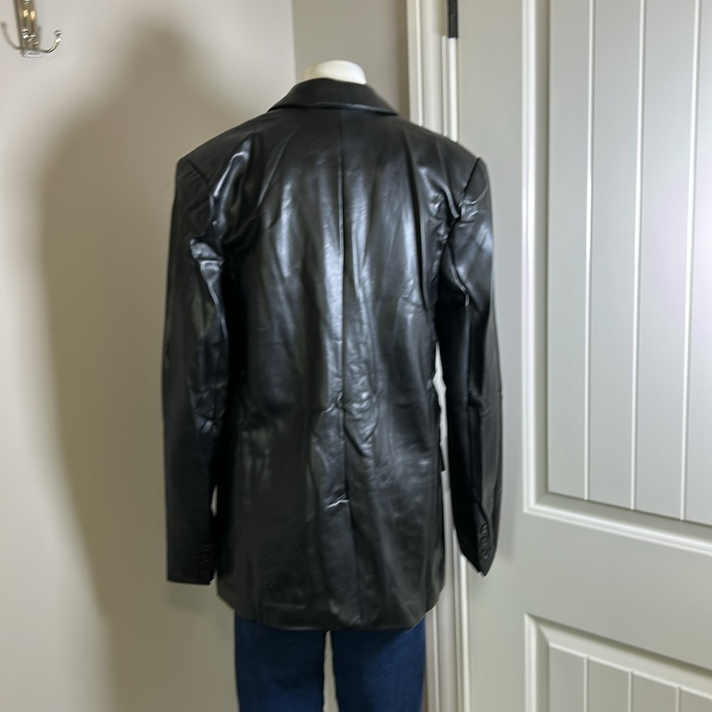 Endless Rose Faux Leather Blazer Black Oversized Jacket Lined Sz M NEW - Picture 7 of 14